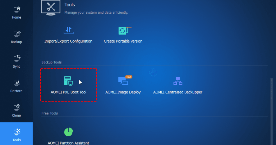 AOMEI PXE Boot